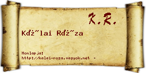 Kálai Róza névjegykártya